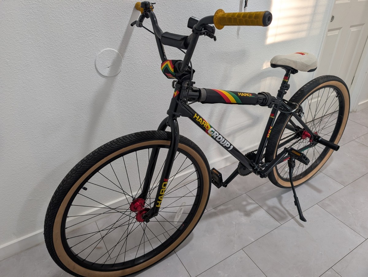 Haro Group 1 BMX Bike 29 in Black Yellow Red Pegs Kickstand Steel