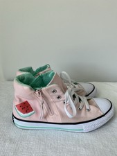 Converse Chuck Taylor Hi Top Kids Size 4 Pink Watermelon Zip Sneakers