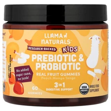 Kids Prebiotic & Probiotic, Real Fruit Gummies, Peach Mango Tango, 60 Gummies