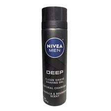 Nivea Men Deep Clean Shave Shaving Gel Natural Charcoal Vanilla & Bourbon 7 oz