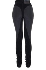 Mugler Womens Skinny Panelled Jeans Pants Size 34 Uk 6 Black Denim Bi-material