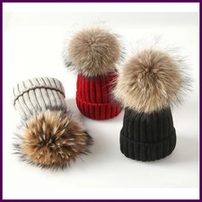 Winter Brand Female Fur Pom Poms hat Winter Hat For Women Girl 's Hat Knitted