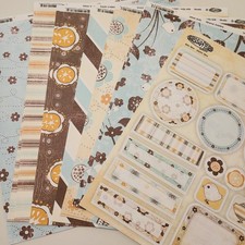 Lot 13 Sheets 12x12 Scrapbook Printed Cardstock ORANGE A'PEEL Tags Vintage