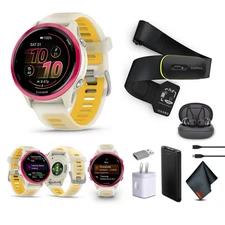 Garmin Forerunner 570 – 42MM, Bone/Raspberry/Mango​ , Air Pro EarBuds