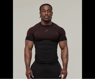 Gymshark Onyx 5.0 Seamless T-Shirt - Black/Carmine Red Short