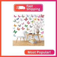 Watercolor Butterfly Wall Decals Stickers for Girls Bedroom Peel and Stick Wall