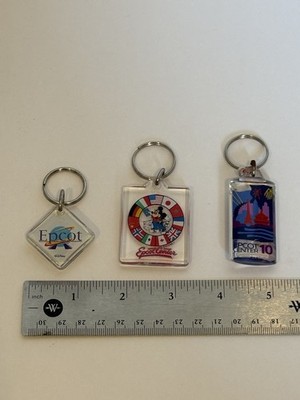 Disney Vintage 1980s Epcot Center Lucite Keychains Lot Of 3