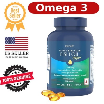 GNC Fish Oil 1500mgSoftgels | Omega-3 EPA, DHA, Free Ship 120 Softgel