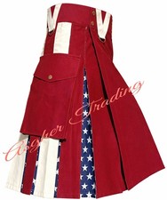 Scottish Handmade USA Flag Hybrid Utility kilt For Men  Custom Size