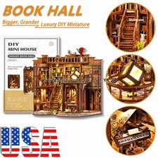 DIY Book Nook Kit - 3D Wooden Puzzle Miniature Tiny House Bookshelf Insert Decor
