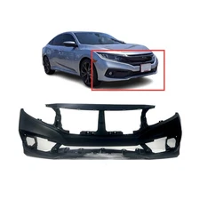 Primed Front Bumper Cover for 2019 2020 Honda Civic Sedan EX LX Sport Touring