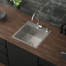 Évier 450x450 mm avec 2 trous et trop plein+vidage lavabo de cuisine à encastrer