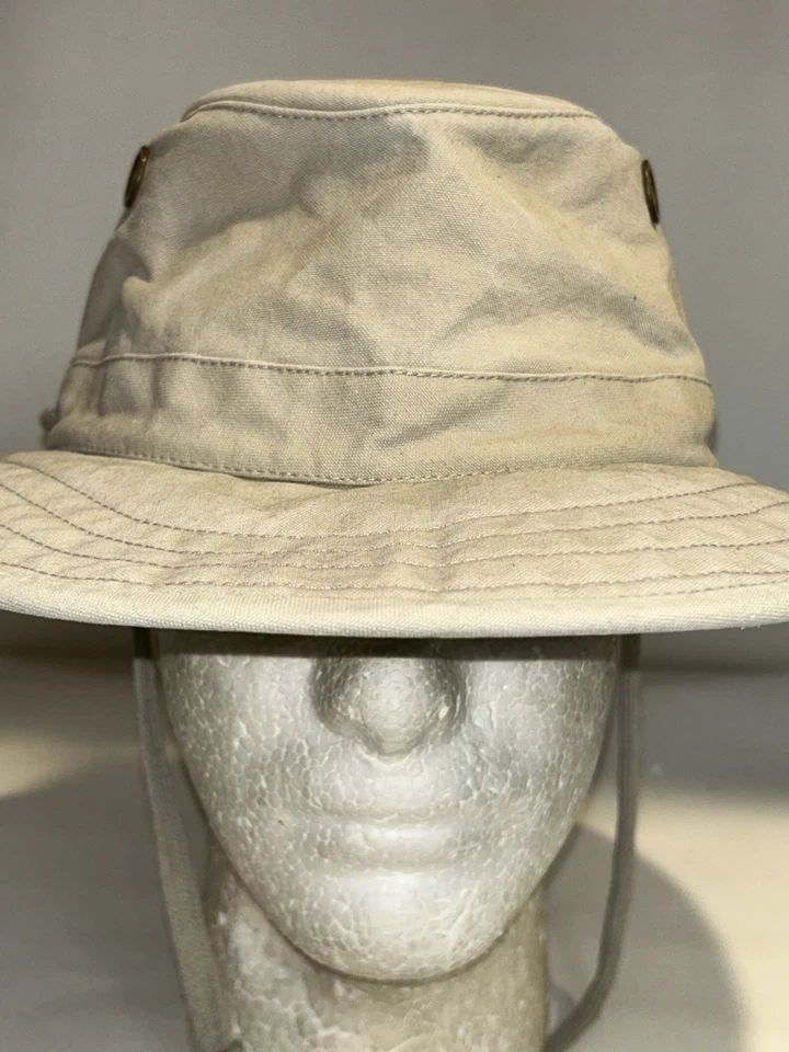 HOMBRE MUJER THE TILLEY SOMBRERO CAQUI CON CORREAS TALLA 7 5/8 CREMA Foto 2 de 4