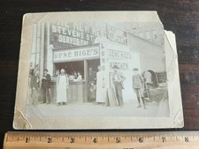 c. 1890 Outdoor Lunch Stand in City Mounted Photograph