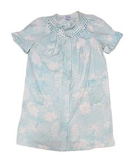 Leisure Life Housecoat Robe Womens Blue Floral Snap Front 70s Granny Vintage