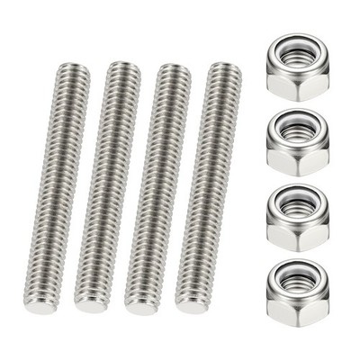 3/8''-16 UNC Fully Threaded Rod 2.36'' Length Right Hand Thread with Nuts 4Pcs