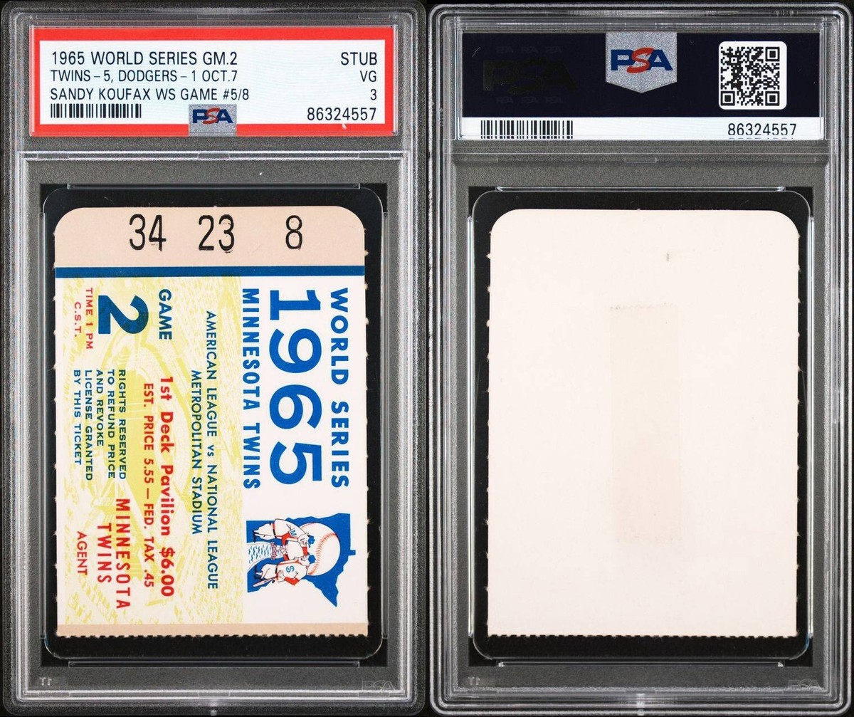1965 WORLD SERIES GAME 2 SANDY KOUFAX WS GAME #5 TICKET 10/7
