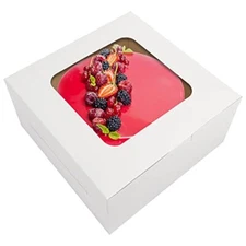 32pcs 10x10x5 Cake Boxes with Window 10 Inch White Bakery Boxes Pastry Boxes ...