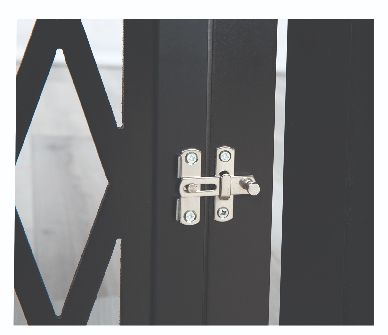 Freestanding Dog Gate Walk Through Door Black Wood Expandable Safety