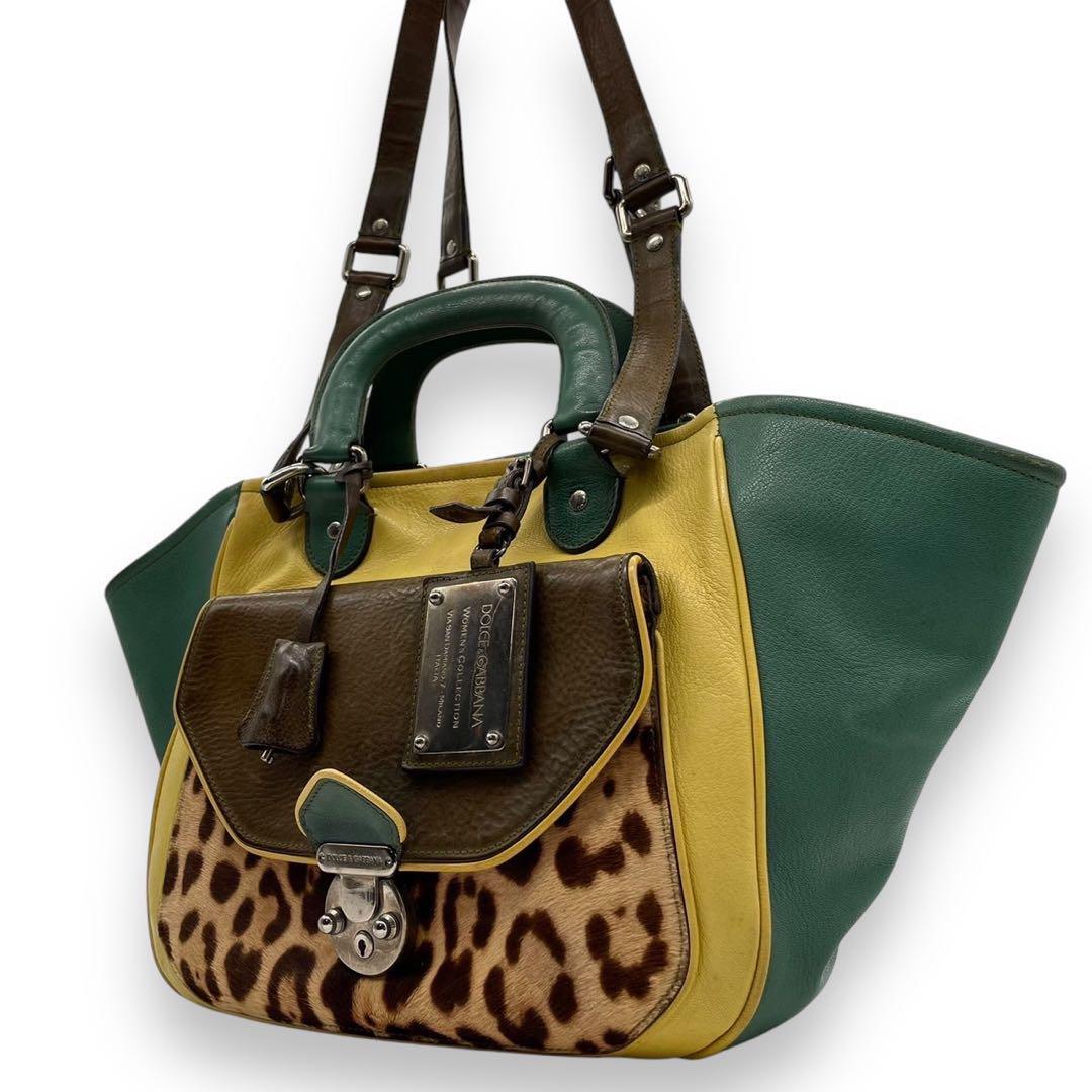 DOLCE & GABBANA Leopard 2Way Tote Shoulder Bag Cleaned  