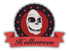 Halloween Skeleton Head Car Bumper Sticker Decal