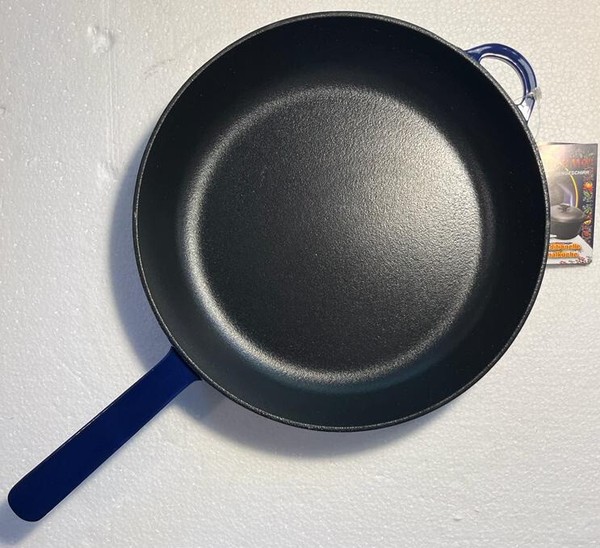 Steakpfanne, Bratpfanne, Grillpfanne Aus 100% Gusseisen Emailliert 24X4Cm Eco-image