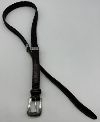 BRIGHTON Vintage Brown Leather Belt with Silver Buckle  display picture 3