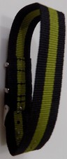 EZ Pass Thru Nylon ONE PIECE Fits any 20mm Watch Band Black w/Lime Green Stripe