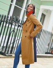 Boden Women's Franklin Camel/navy Belted Trench Coat Uk 10 P Petite