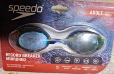 Speedo Adult Record Breaker Mirrored Swimming Goggles DARK BLUE/GREEN- Adult New