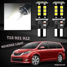 2 x Backup Reverse Light 921 T15 LED Bulb For 1998 - 2019 Toyota Sienna White