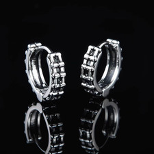 Surgical Steel Silver Small Round Huggie Hoop Earrings Men Women Jewelry Gift