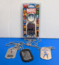 CAPTAIN AMERICA DOG TAG SET KEYCHAIN 1999 2006