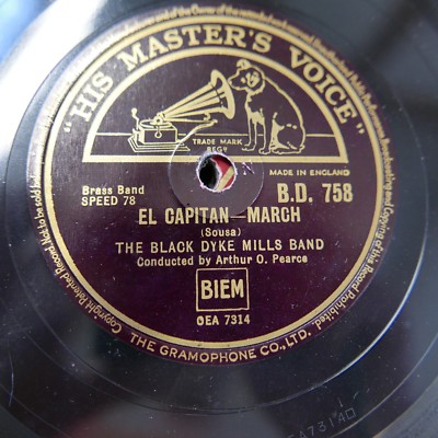 78rpm BLACK DYKE MILLS BAND el capitan / washington post march