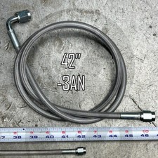 42" Stainless Steel Braided Hydraulic Line (-3AN 90 Degree to -3AN Straight)