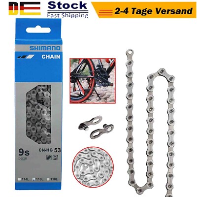 Fahrradkette Für-SHIMANO 9 Fach 116 Glieder Mountainbike Kette HG53 Mit Schloß