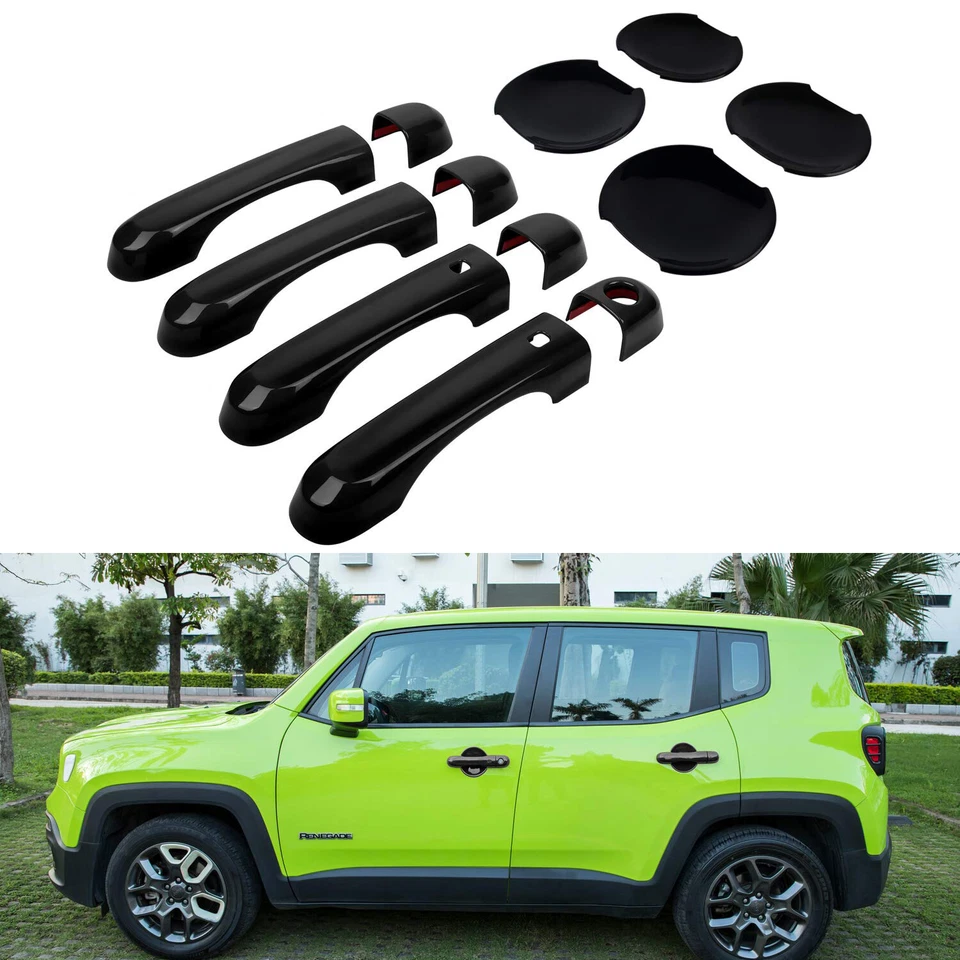 Cubierta de manija de puerta cerradura taza cuenco cubierta moldura combo para Jeep Renegade 2015-2020 Foto 2 de 4