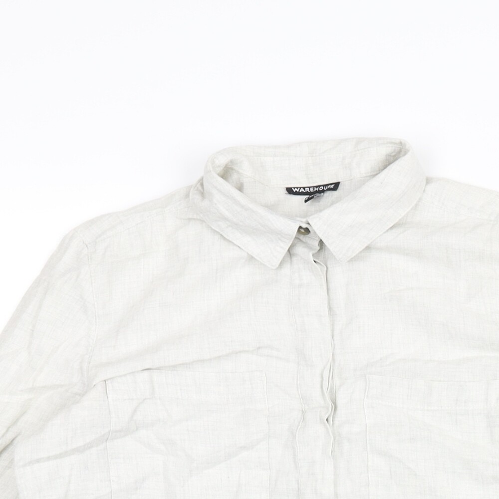 Warehouse Womens Green Polyester Basic Button-Up … - image 3