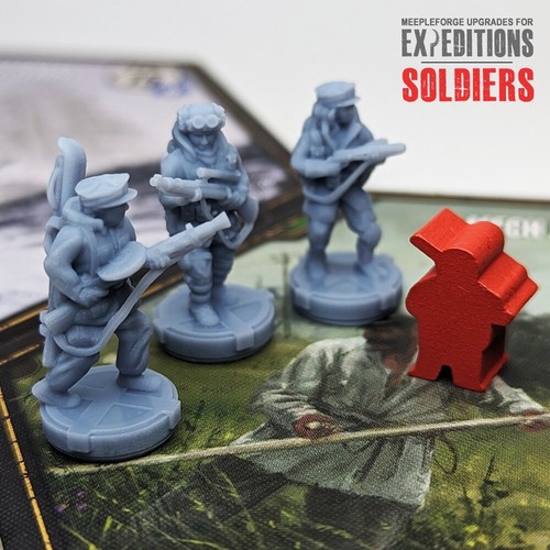 Soldiers for Scythe Expeditions - GREY - 10pcs - Upgraded Worker Meeples - Picture 3 of 10