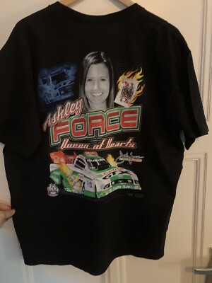 Ashley Force T Shirt XL Autograph Queen Of Hearts NHRA Drag racing Gastrol