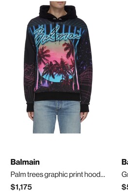 Balmain in Paris Miami Nights Men's Oversized Hoodie Slightly Used