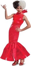Cruella Live Action Red Dress Deluxe Movie Fancy Dress Halloween Child Costume