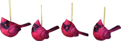 Set of 4 Resin Cardinal Ornaments by Transpac Inc. #Y1760