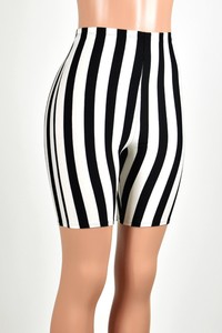 black and white striped high waisted shorts
