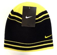 Nike Swoosh Black  Yellow Knit Beanie Skull Cap Youth Boy's 8-20 NWT