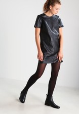 Women Leather Dress Black Pure Lambskin Bodycon Sexy Leather Dress XS-2XL DS49