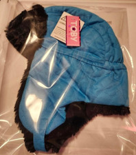 NEW-Light Blue Trapper Hat Ear Flaps Faux Fur Trim Winter Cap-Teens/Young Adults