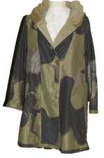 Lindi Green Abstract Print Reversable Swing Coat Size Large