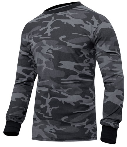 Camo Shirt Mens Dark Camouflage LS 