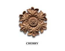 Solid Hardwood carved Round Rosette / Applique 